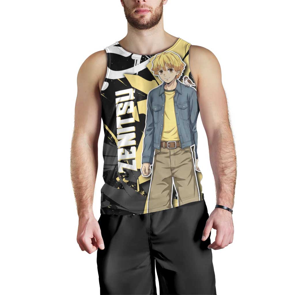 Agatsuma Zenitsu Demon Slayer Men Tank Top Yellow & Black Graffiti Anime