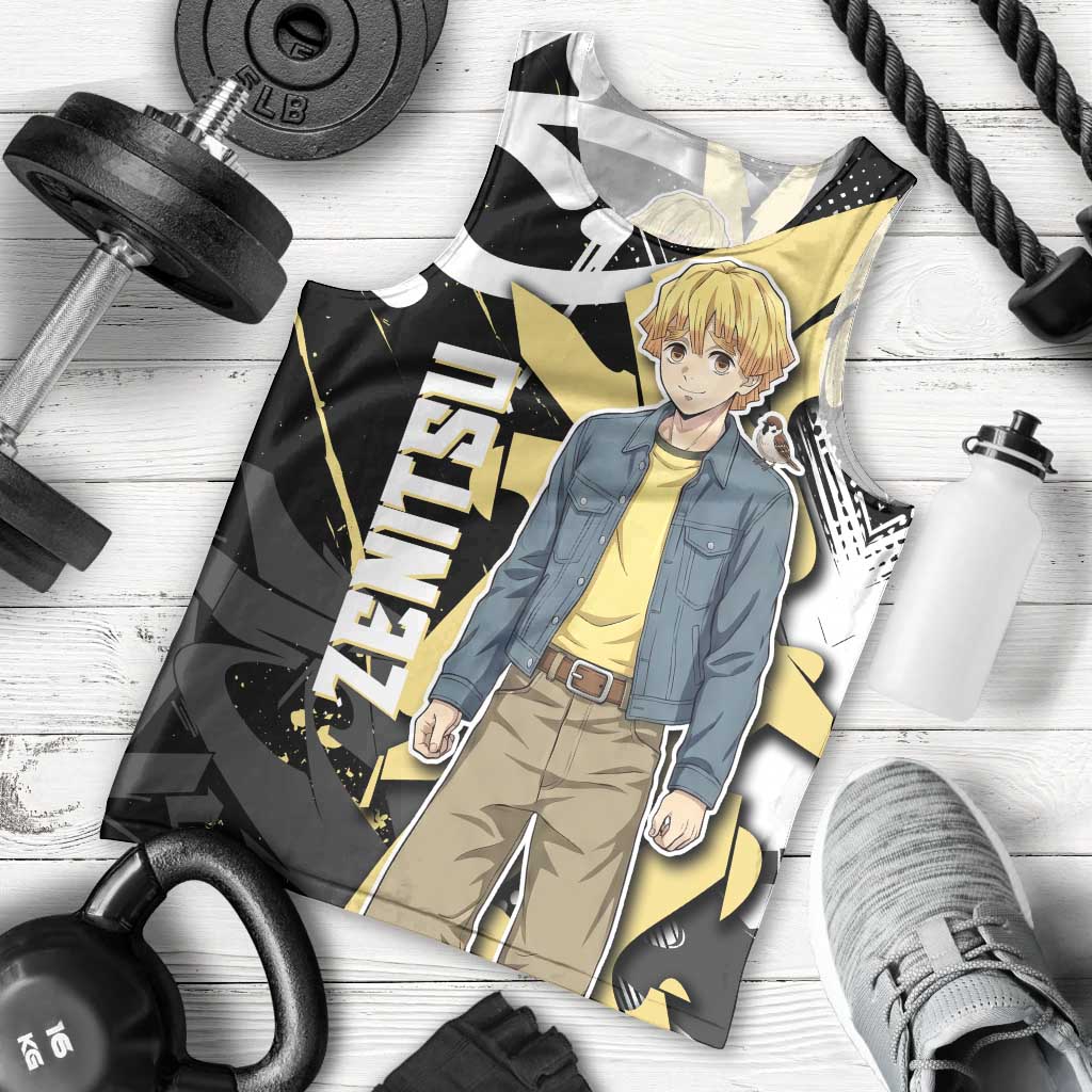Agatsuma Zenitsu Demon Slayer Men Tank Top Yellow & Black Graffiti Anime