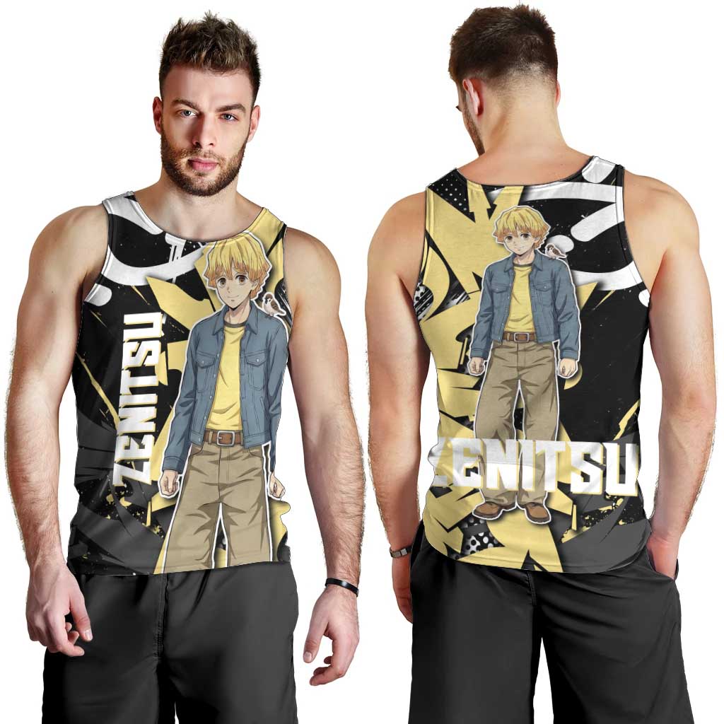 Agatsuma Zenitsu Demon Slayer Men Tank Top Yellow & Black Graffiti Anime