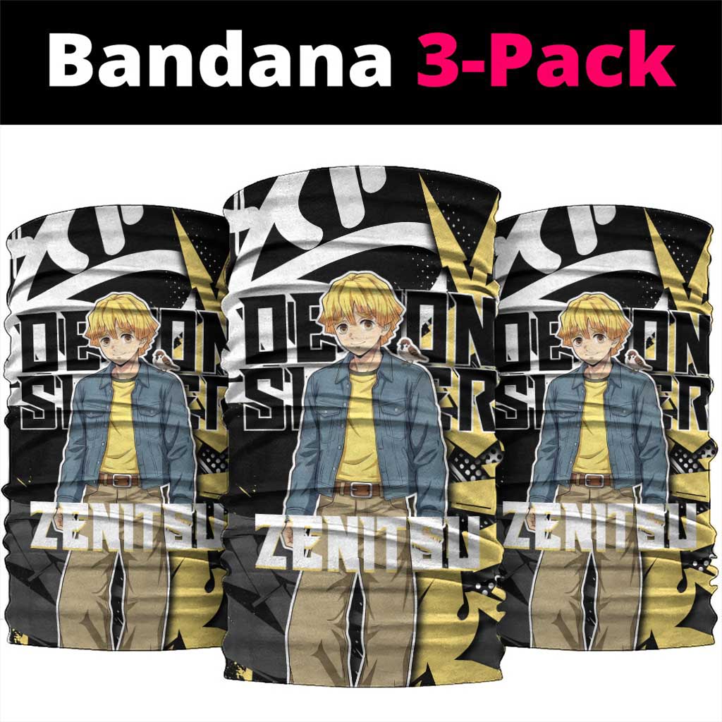 Agatsuma Zenitsu Demon Slayer Neck Gaiter Yellow & Black Graffiti Anime
