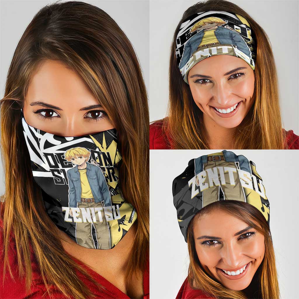Agatsuma Zenitsu Demon Slayer Neck Gaiter Yellow & Black Graffiti Anime