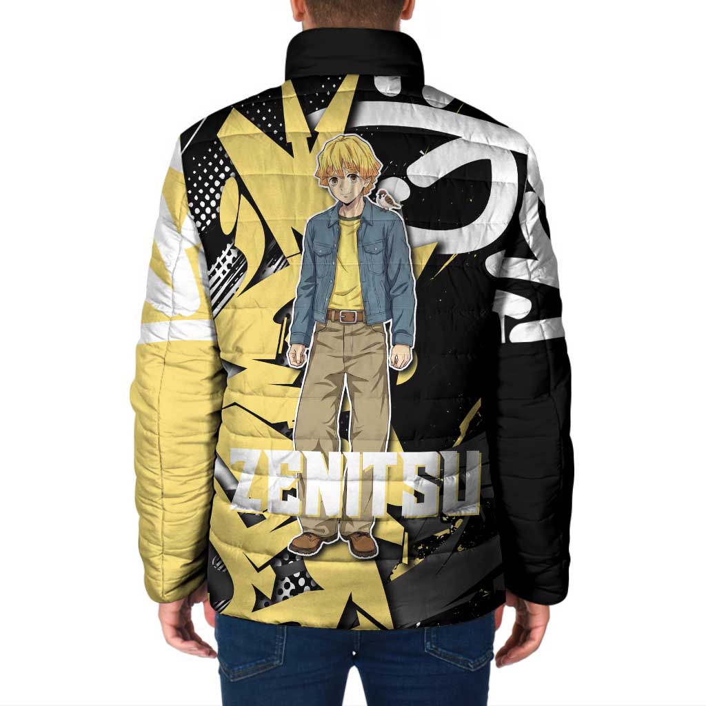 Agatsuma Zenitsu Demon Slayer Padded Jacket Yellow & Black Graffiti Anime