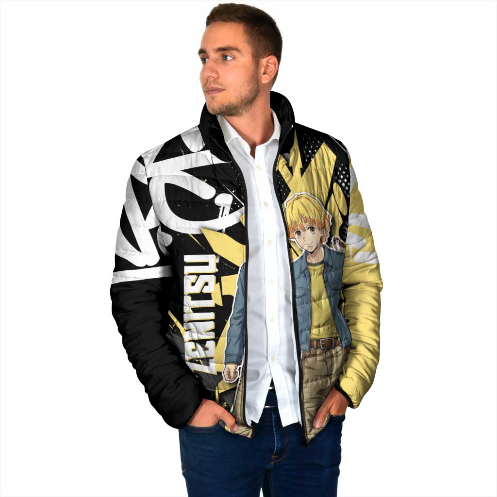 Agatsuma Zenitsu Demon Slayer Padded Jacket Yellow & Black Graffiti Anime
