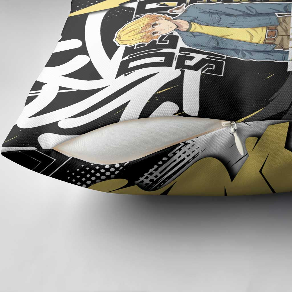 Agatsuma Zenitsu Demon Slayer Pillow Cover Yellow & Black Graffiti Anime