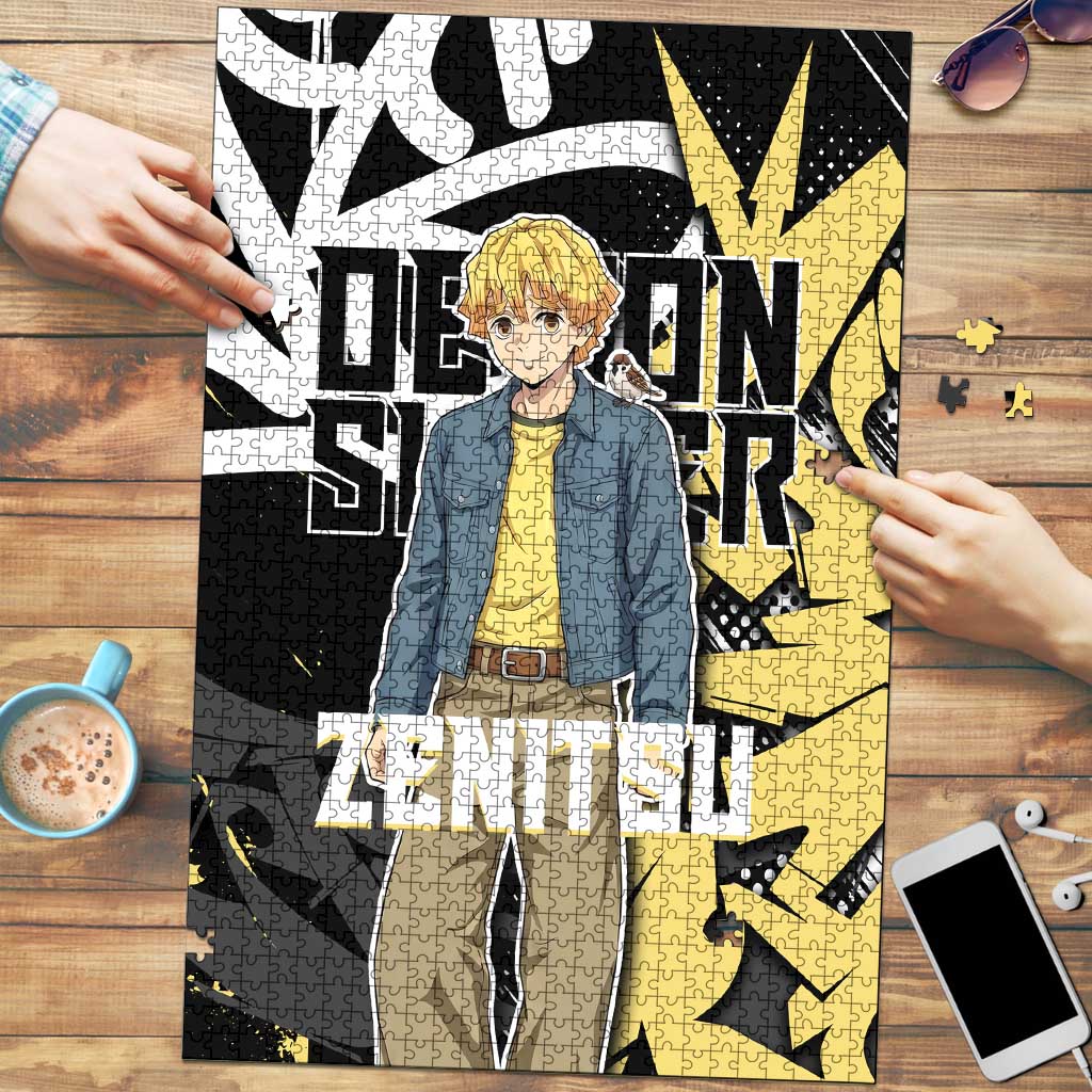 Agatsuma Zenitsu Demon Slayer Puzzle Yellow & Black Graffiti Anime