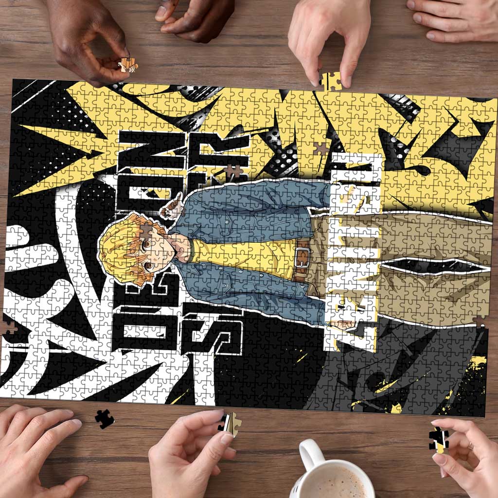 Agatsuma Zenitsu Demon Slayer Puzzle Yellow & Black Graffiti Anime