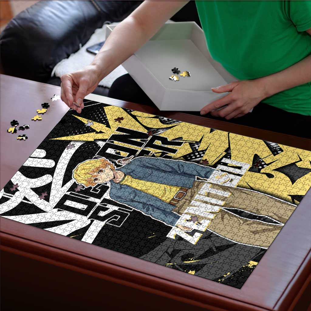 Agatsuma Zenitsu Demon Slayer Puzzle Yellow & Black Graffiti Anime