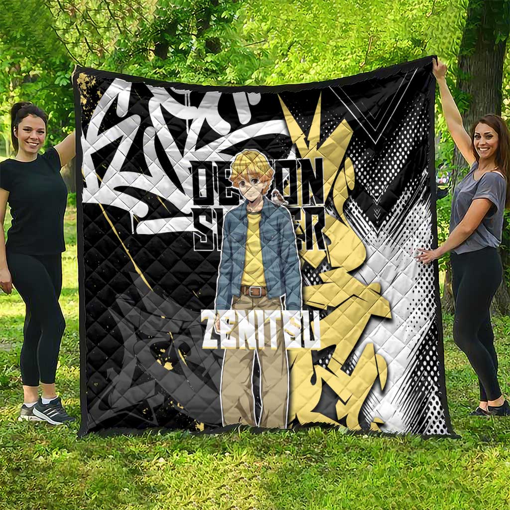 Agatsuma Zenitsu Demon Slayer Quilt Yellow & Black Graffiti Anime