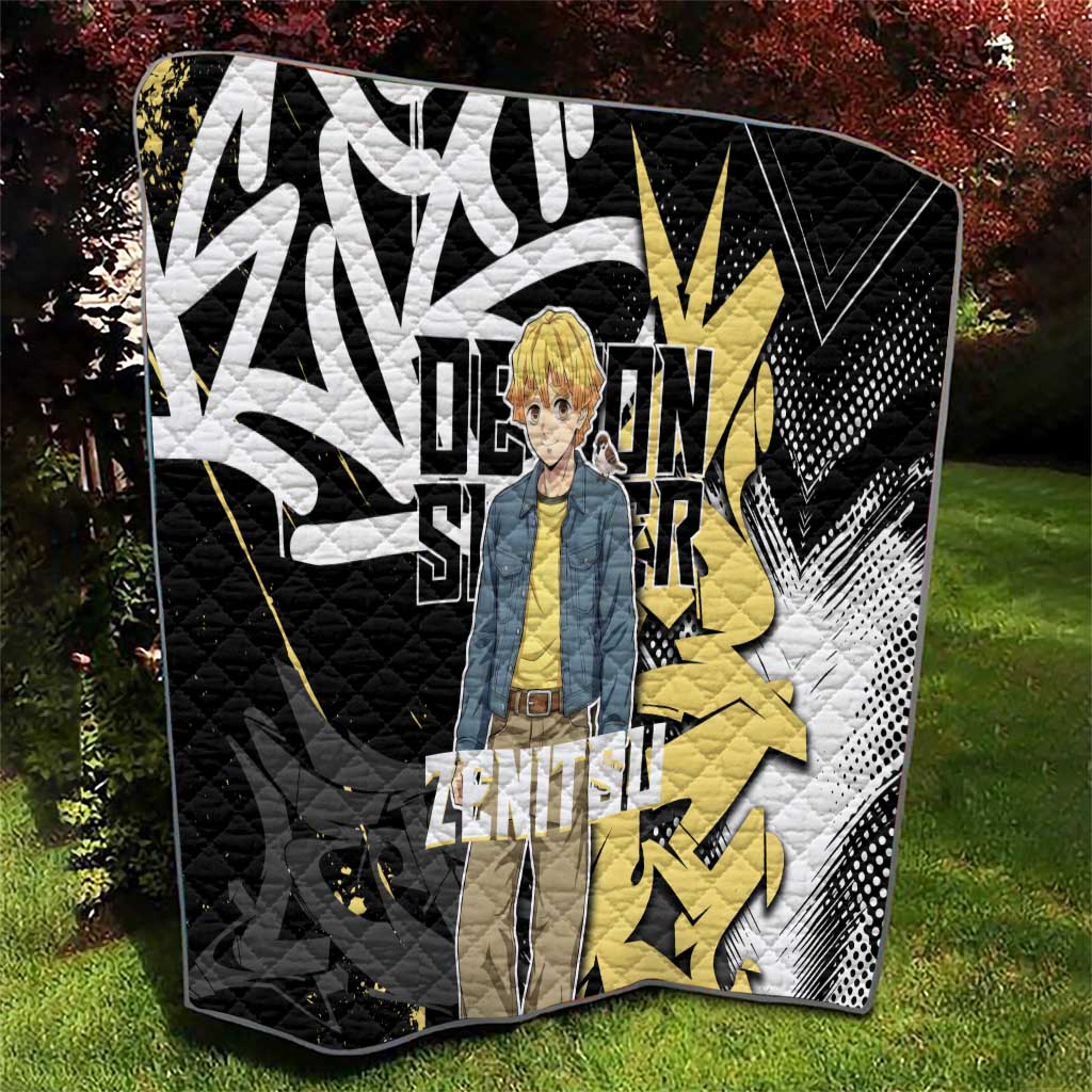 Agatsuma Zenitsu Demon Slayer Quilt Yellow & Black Graffiti Anime