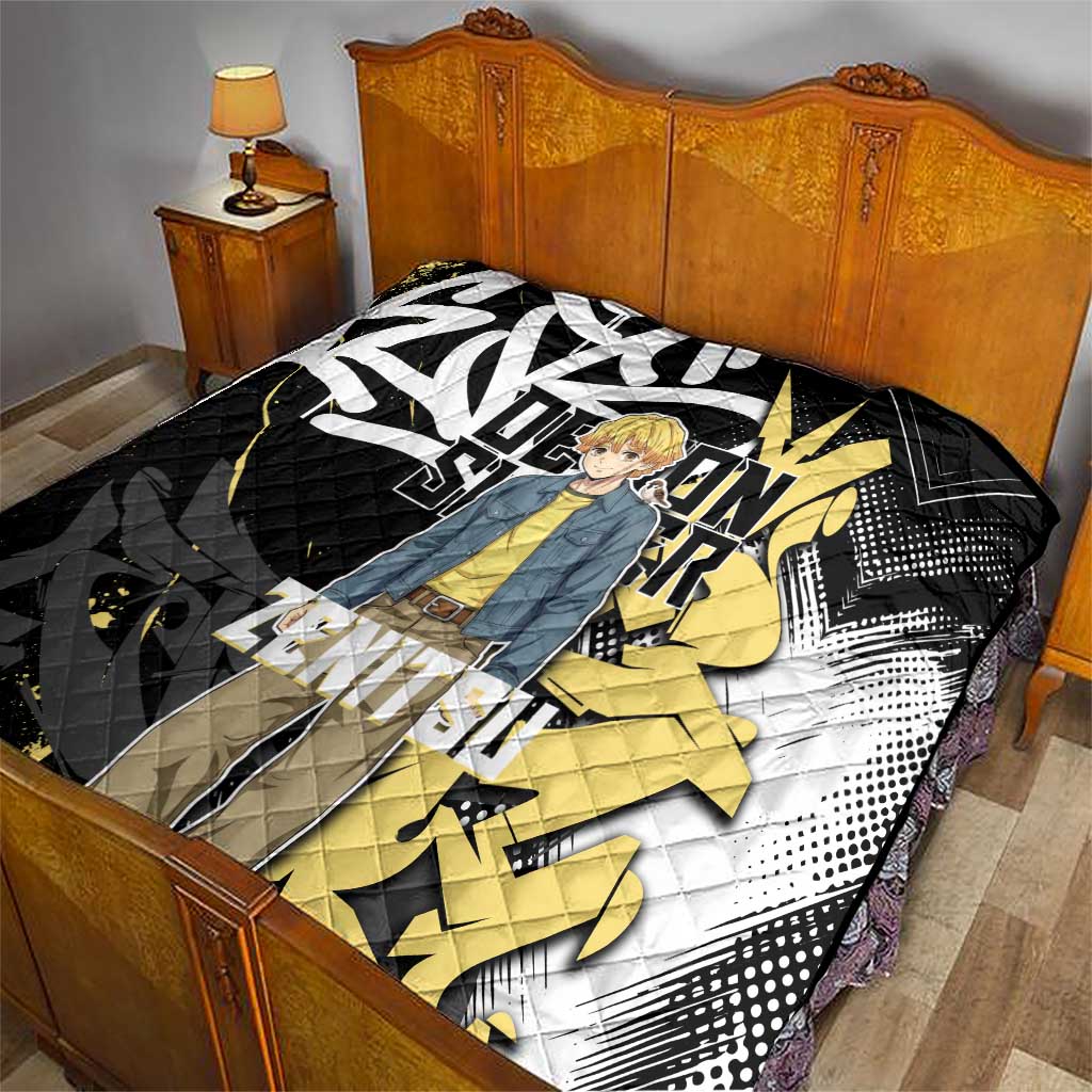 Agatsuma Zenitsu Demon Slayer Quilt Yellow & Black Graffiti Anime