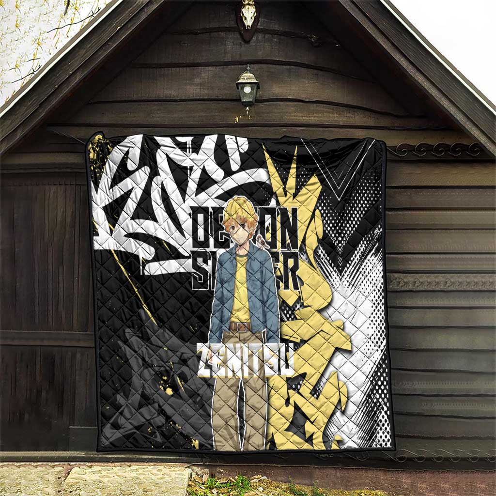 Agatsuma Zenitsu Demon Slayer Quilt Yellow & Black Graffiti Anime