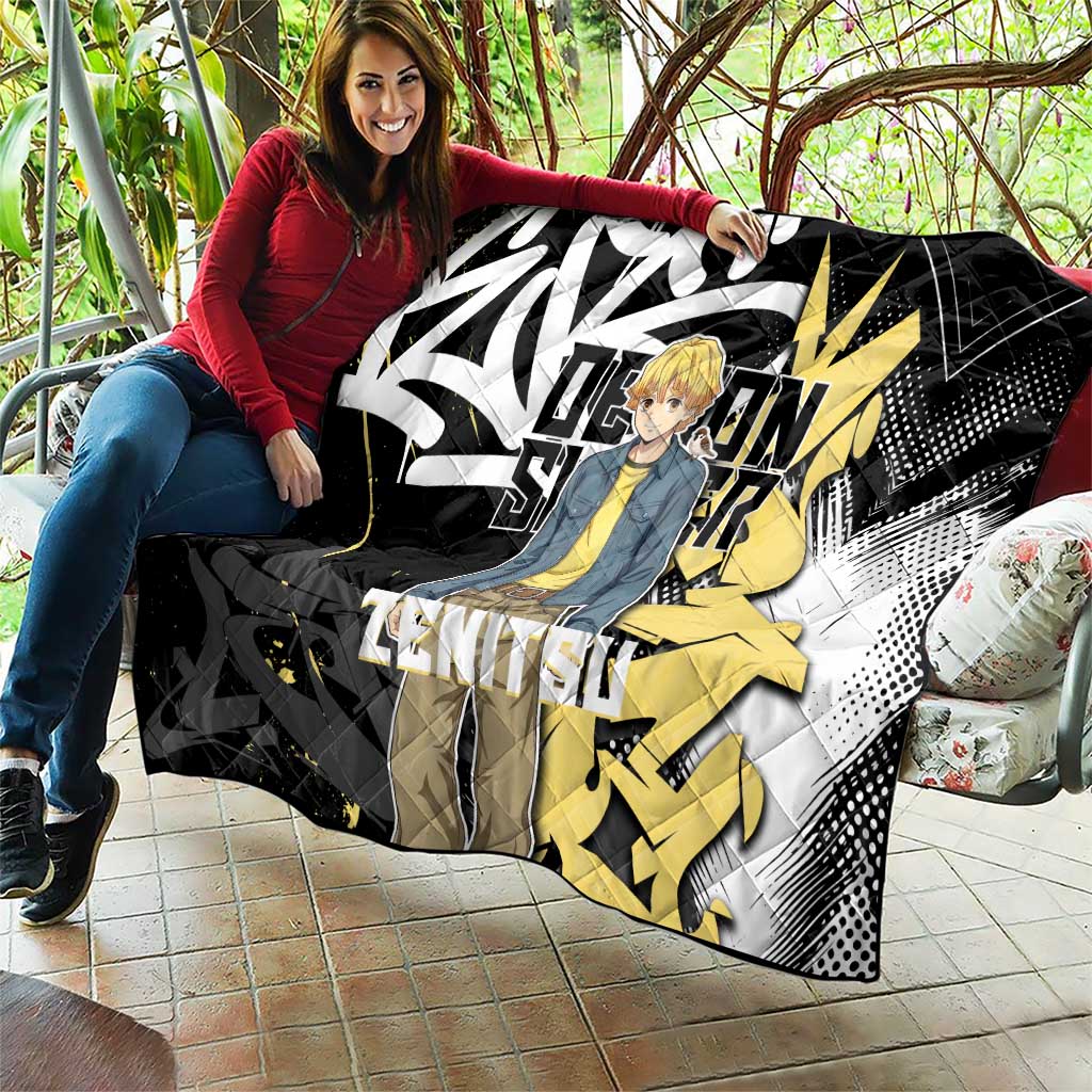 Agatsuma Zenitsu Demon Slayer Quilt Yellow & Black Graffiti Anime