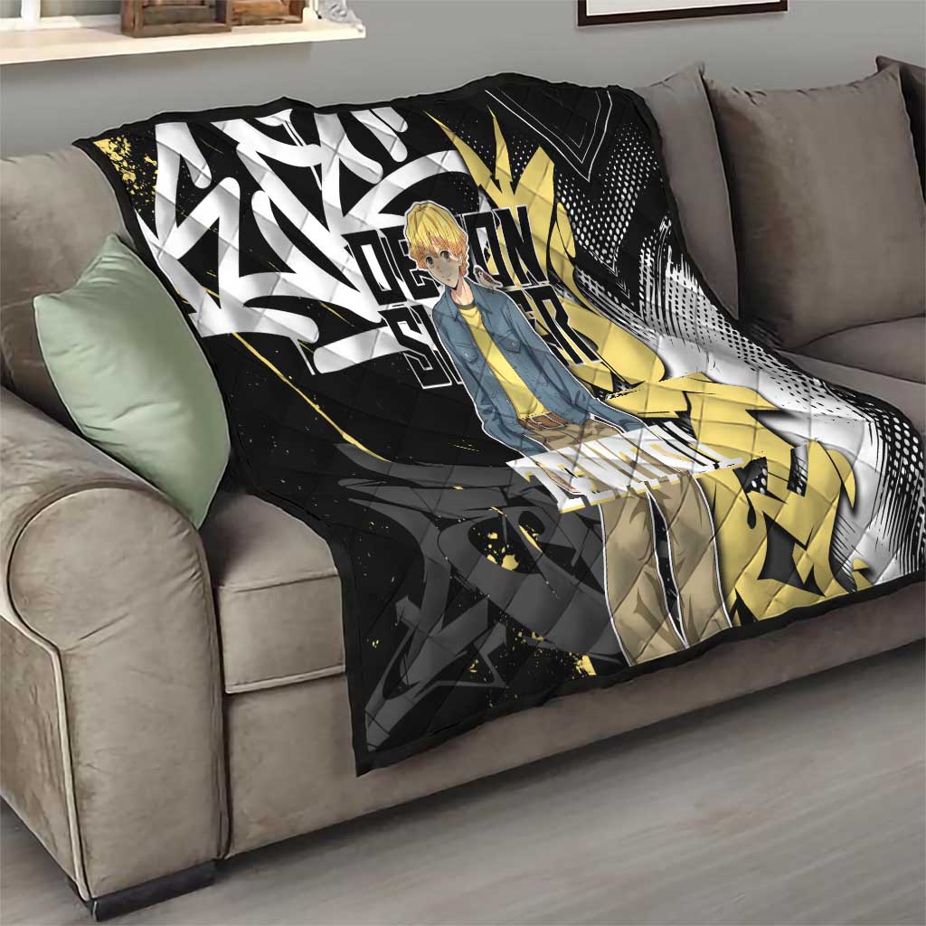 Agatsuma Zenitsu Demon Slayer Quilt Yellow & Black Graffiti Anime