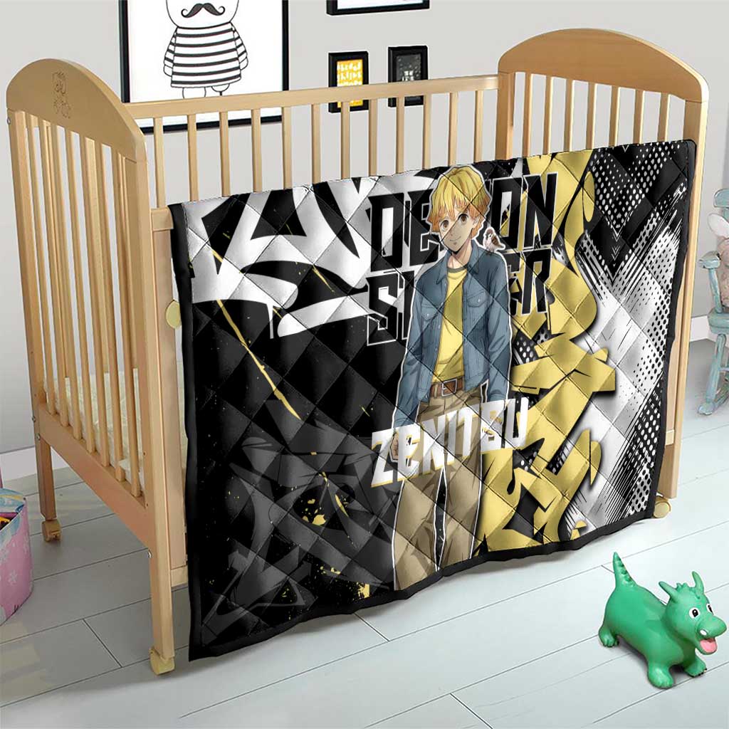 Agatsuma Zenitsu Demon Slayer Quilt Yellow & Black Graffiti Anime