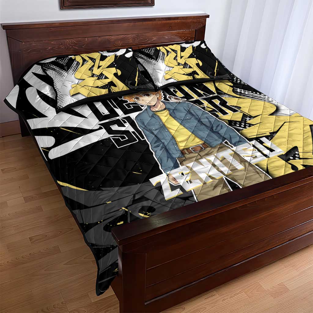Agatsuma Zenitsu Demon Slayer Quilt Bed Set Yellow & Black Graffiti Anime
