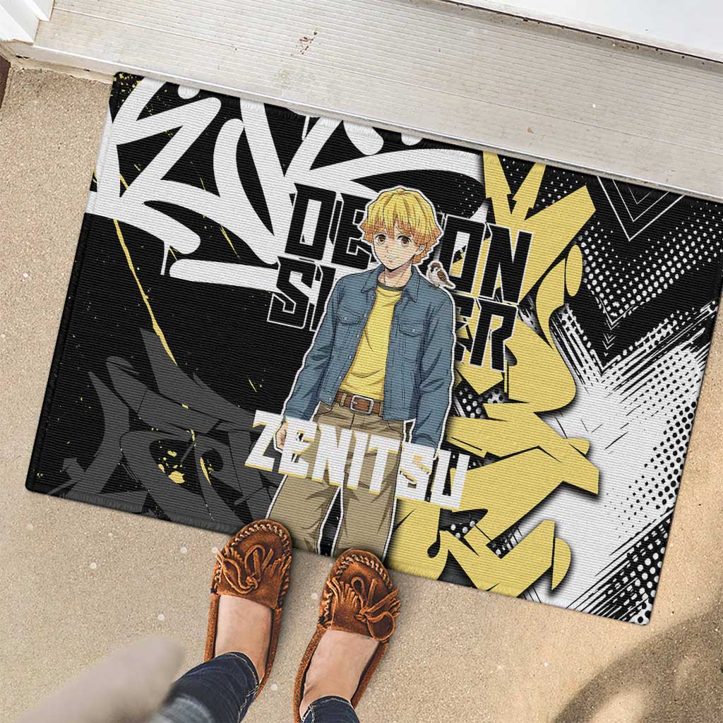 Agatsuma Zenitsu Demon Slayer Rubber Doormat Yellow & Black Graffiti Anime