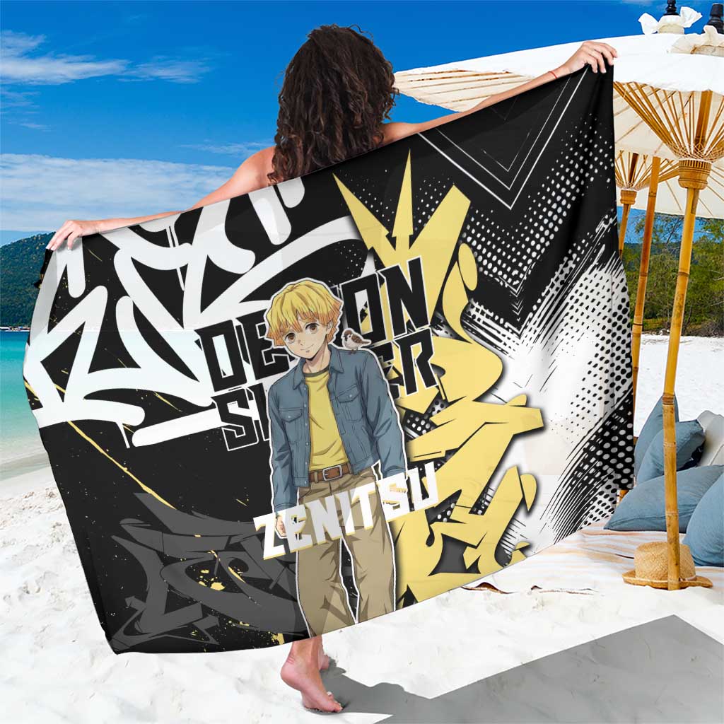 Agatsuma Zenitsu Demon Slayer Sarong Yellow & Black Graffiti Anime