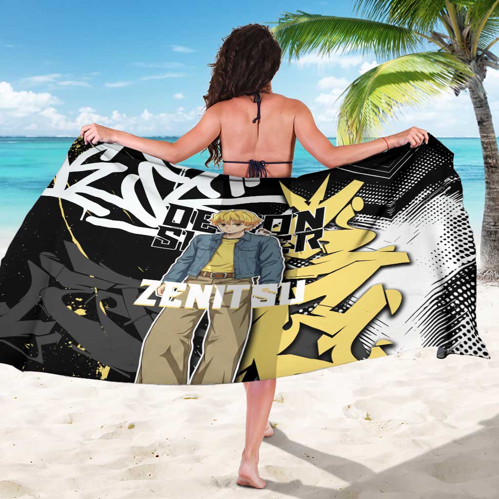 Agatsuma Zenitsu Demon Slayer Sarong Yellow & Black Graffiti Anime