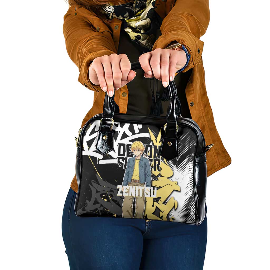 Agatsuma Zenitsu Demon Slayer Shoulder Handbag Yellow & Black Graffiti Anime