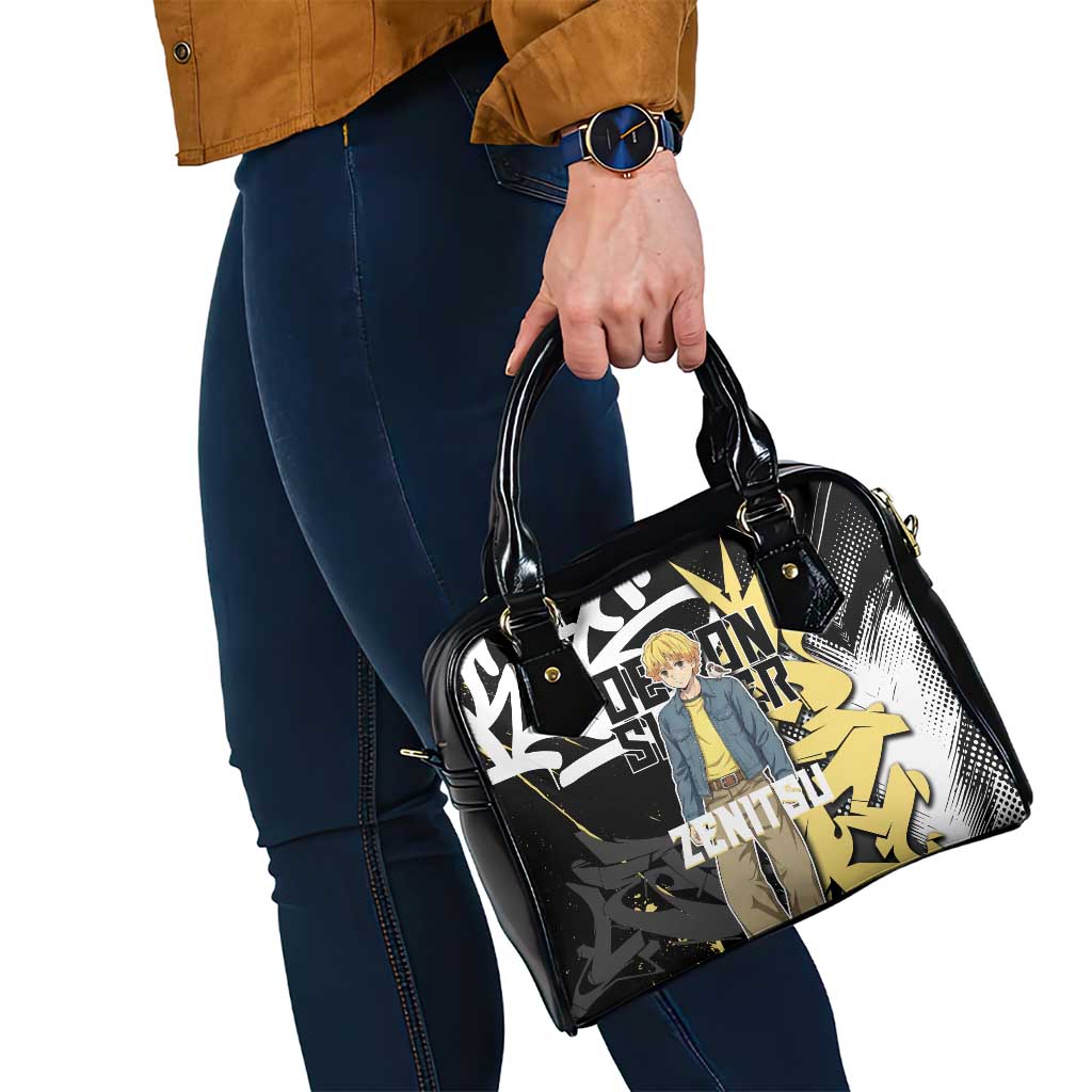 Agatsuma Zenitsu Demon Slayer Shoulder Handbag Yellow & Black Graffiti Anime