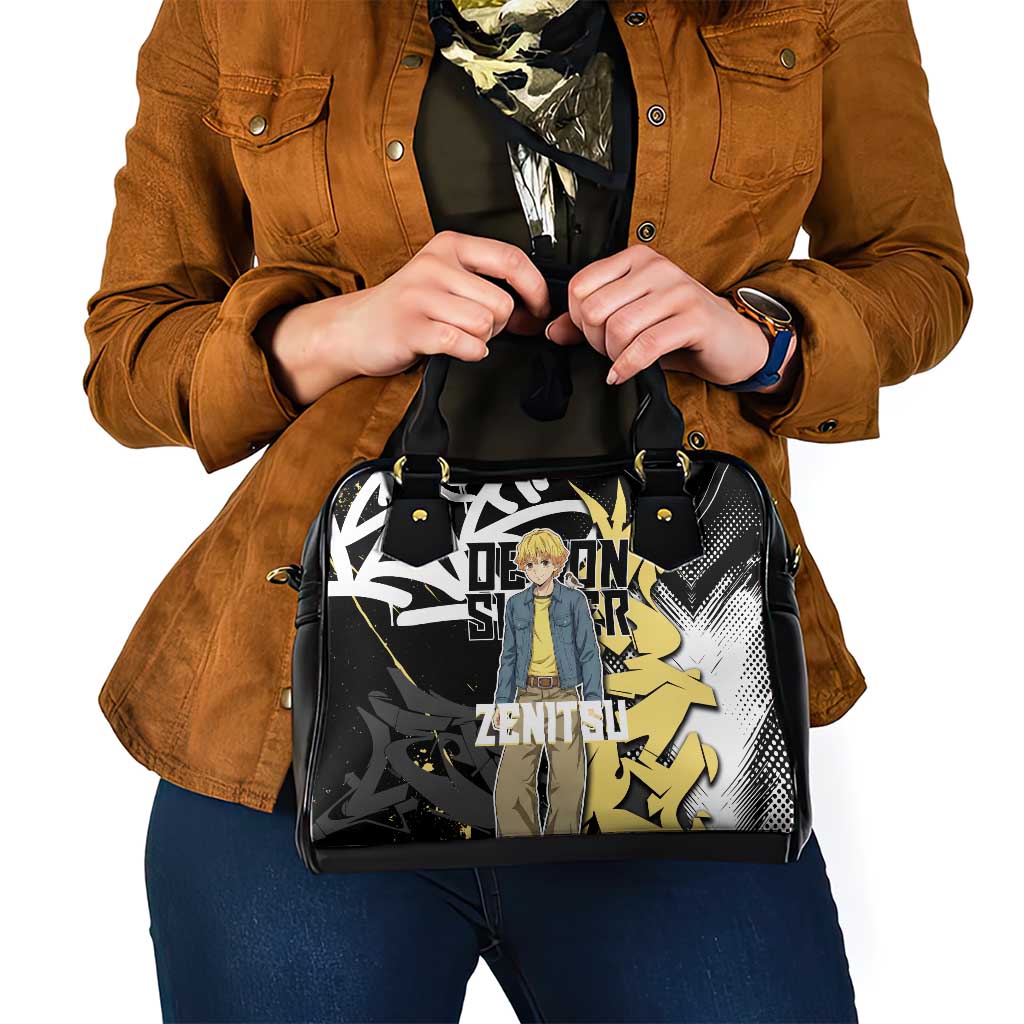 Agatsuma Zenitsu Demon Slayer Shoulder Handbag Yellow & Black Graffiti Anime