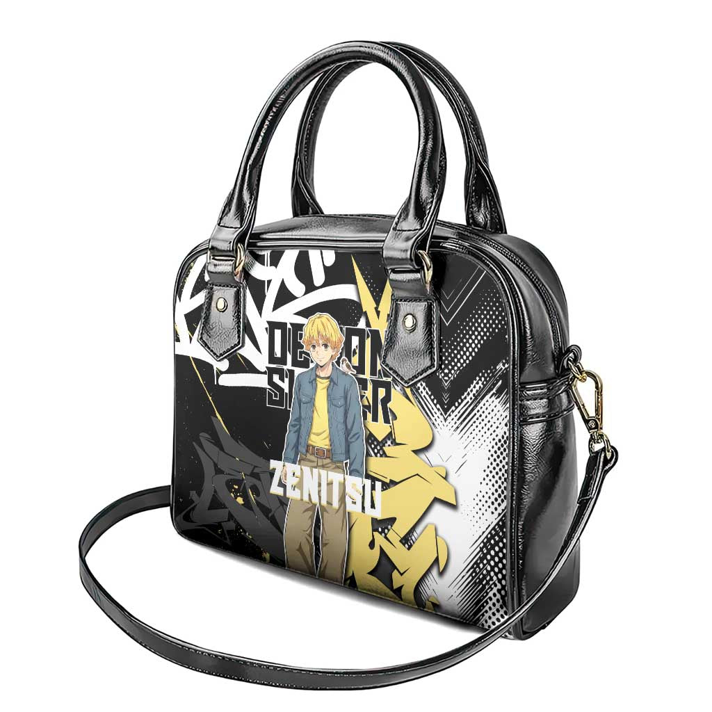 Agatsuma Zenitsu Demon Slayer Shoulder Handbag Yellow & Black Graffiti Anime