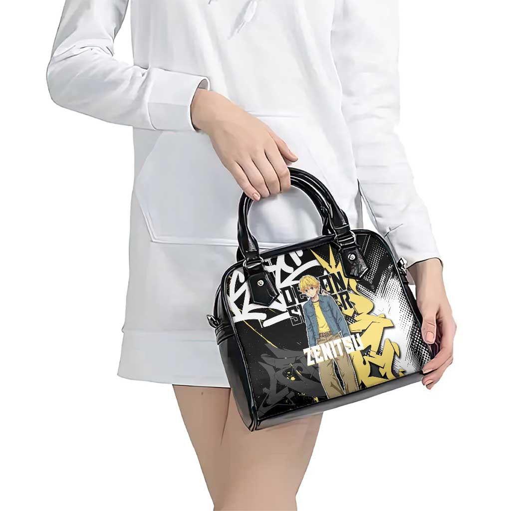 Agatsuma Zenitsu Demon Slayer Shoulder Handbag Yellow & Black Graffiti Anime