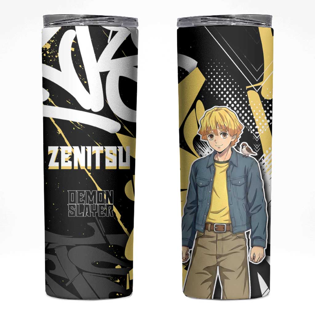 Agatsuma Zenitsu Demon Slayer Skinny Tumbler Yellow & Black Graffiti Anime