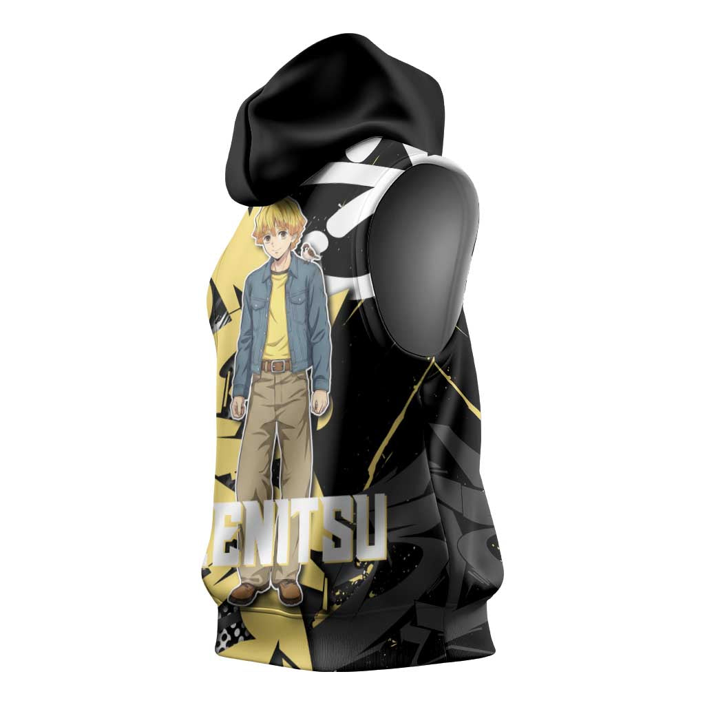 Agatsuma Zenitsu Demon Slayer Sleeveless Hoodie Yellow & Black Graffiti Anime