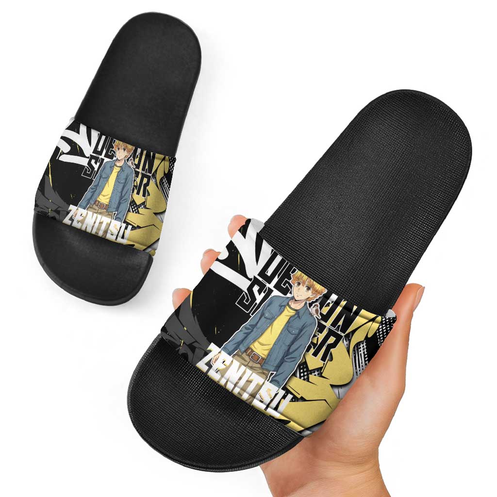 Agatsuma Zenitsu Demon Slayer Slide Sandals Yellow & Black Graffiti Anime