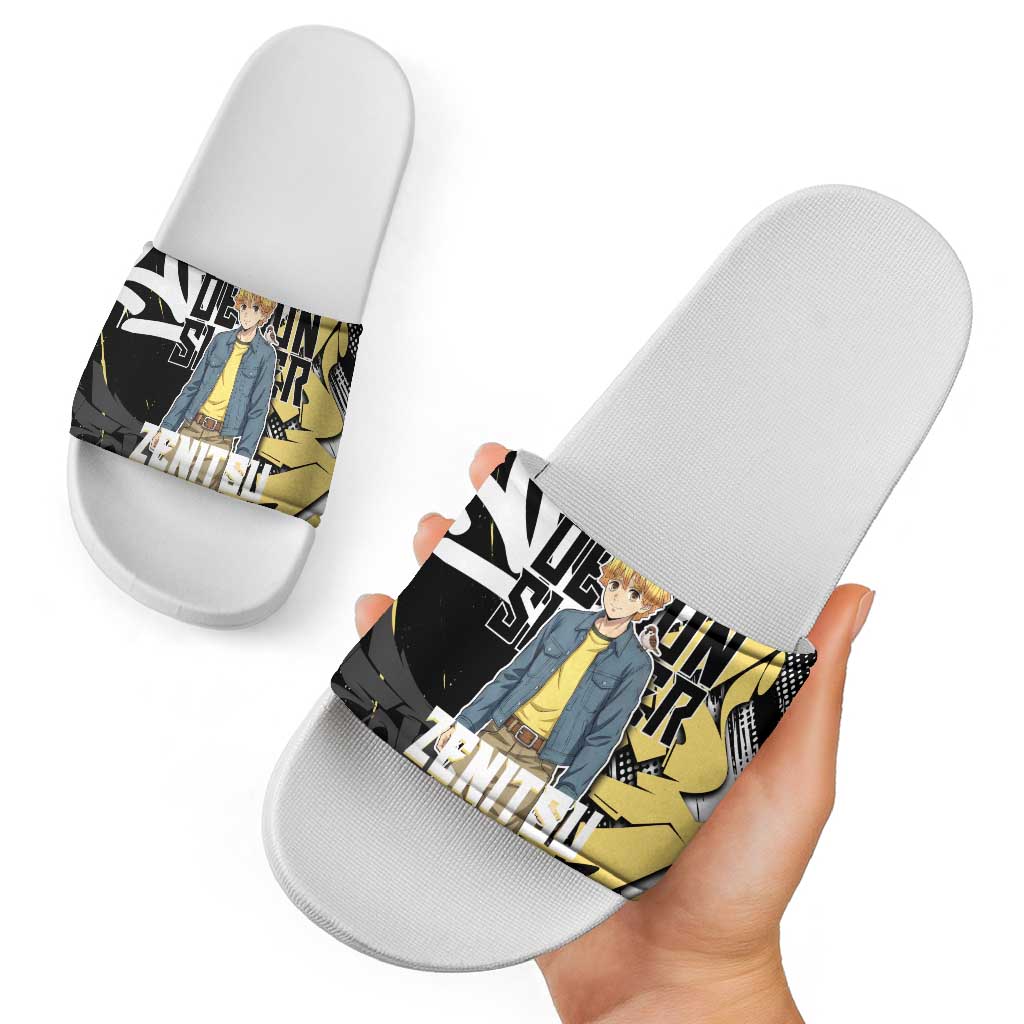 Agatsuma Zenitsu Demon Slayer Slide Sandals Yellow & Black Graffiti Anime
