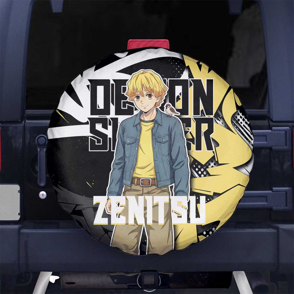 Agatsuma Zenitsu Demon Slayer Spare Tire Cover Yellow & Black Graffiti Anime