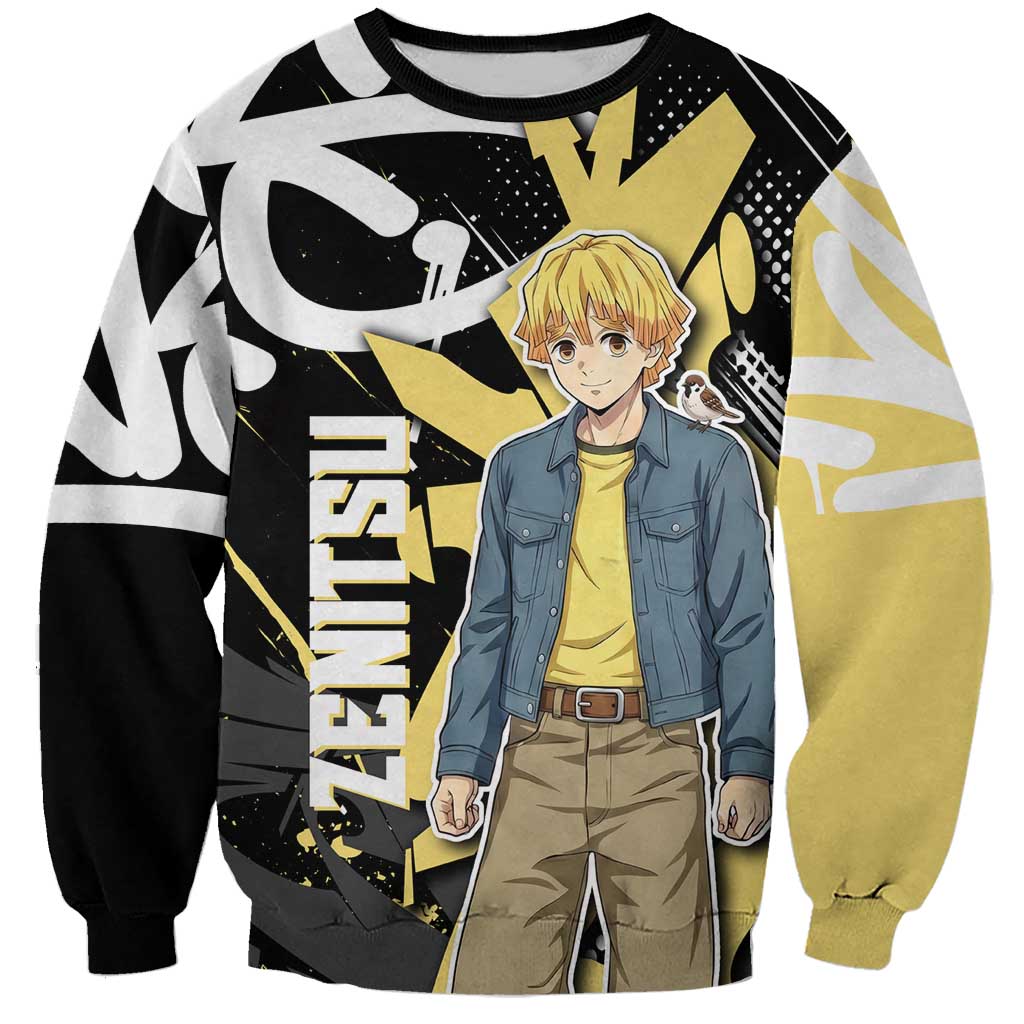 Agatsuma Zenitsu Demon Slayer Sweatshirt Yellow & Black Graffiti Anime