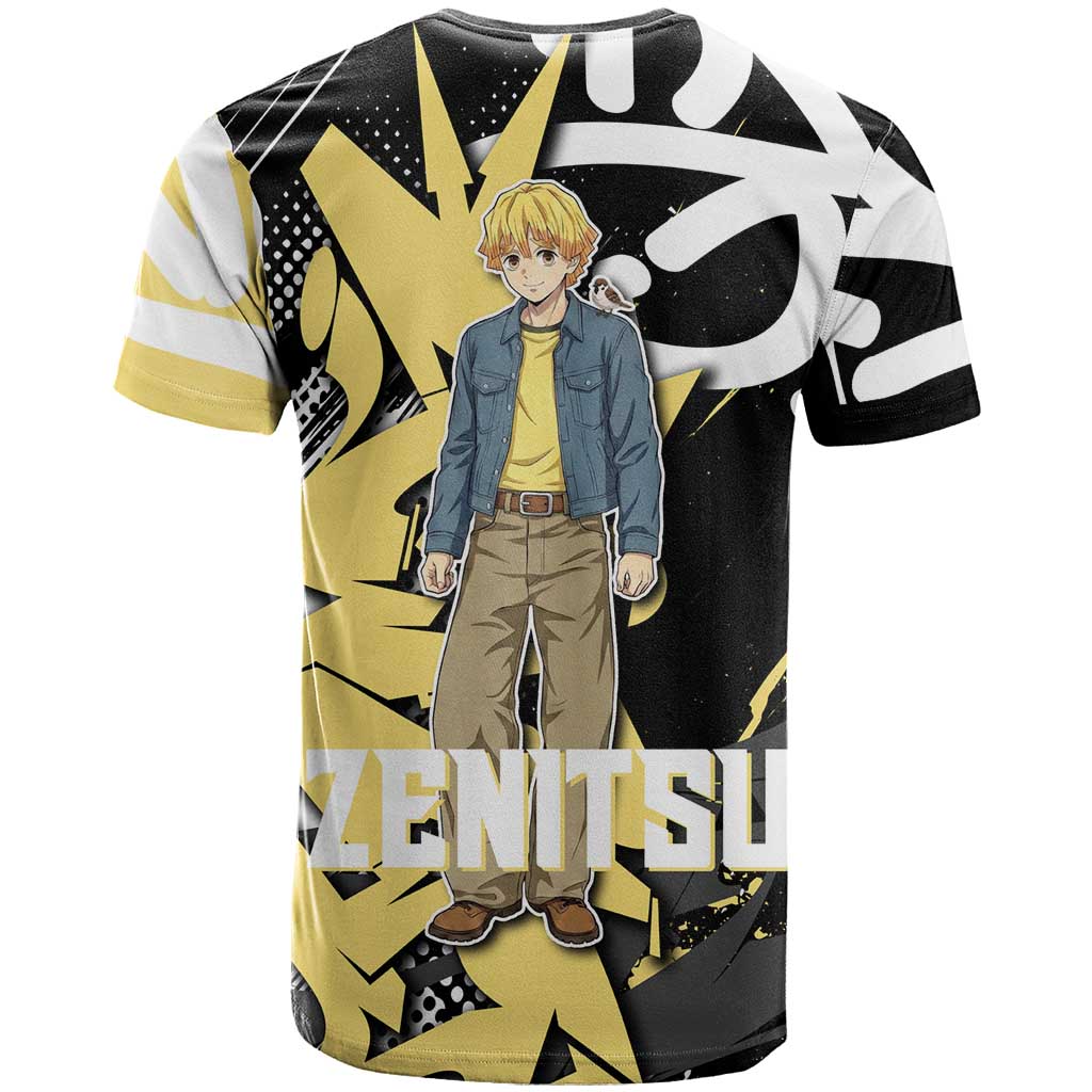 Agatsuma Zenitsu Demon Slayer T Shirt Yellow & Black Graffiti Anime