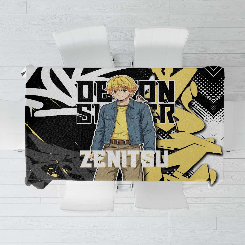Agatsuma Zenitsu Demon Slayer Tablecloth Yellow & Black Graffiti Anime