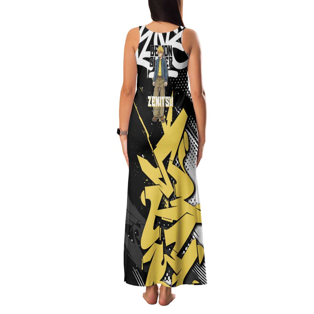 Agatsuma Zenitsu Demon Slayer Tank Maxi Dress Yellow & Black Graffiti Anime