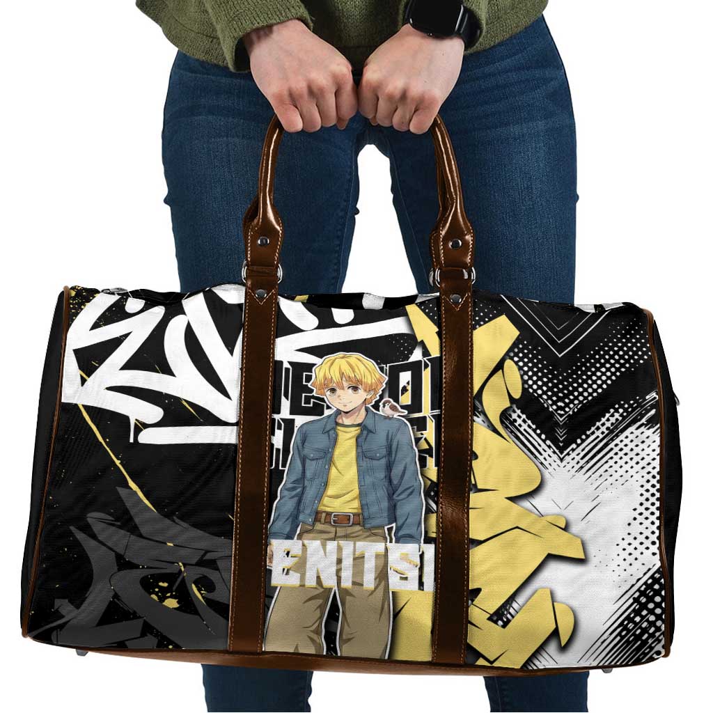 Agatsuma Zenitsu Demon Slayer Travel Bag Yellow & Black Graffiti Anime