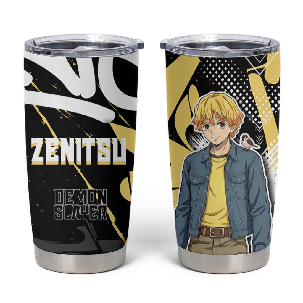 Agatsuma Zenitsu Demon Slayer Tumbler Cup Yellow & Black Graffiti Anime
