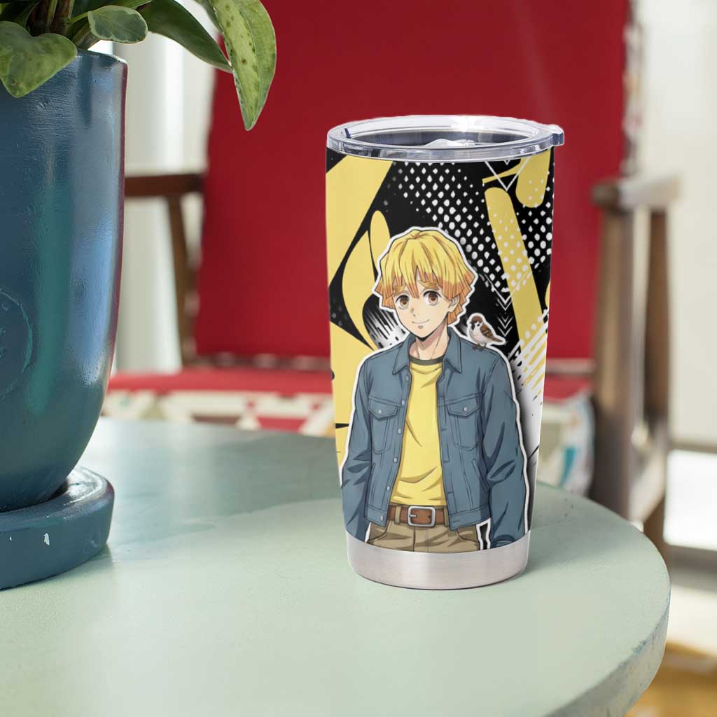 Agatsuma Zenitsu Demon Slayer Tumbler Cup Yellow & Black Graffiti Anime