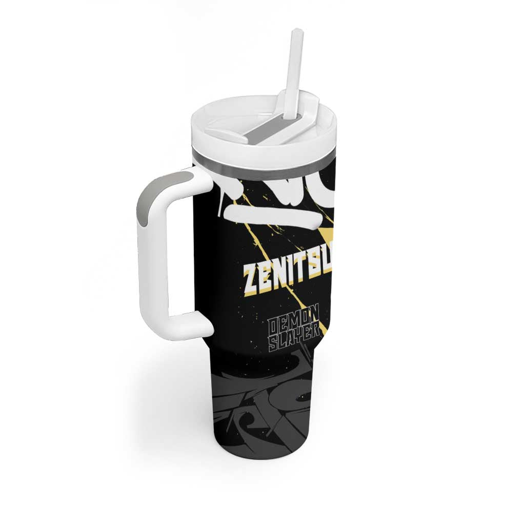 Agatsuma Zenitsu Demon Slayer Tumbler With Handle Yellow & Black Graffiti Anime