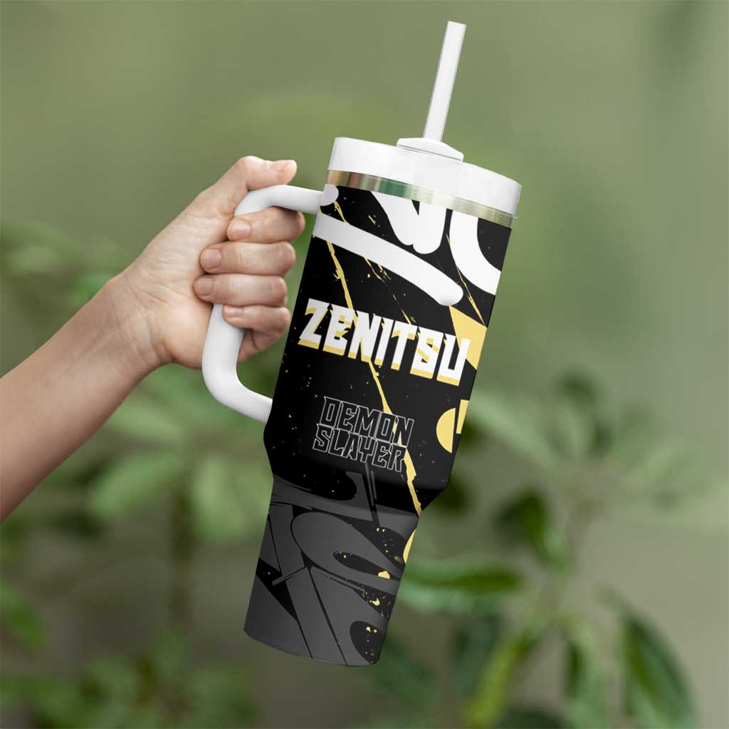 Agatsuma Zenitsu Demon Slayer Tumbler With Handle Yellow & Black Graffiti Anime