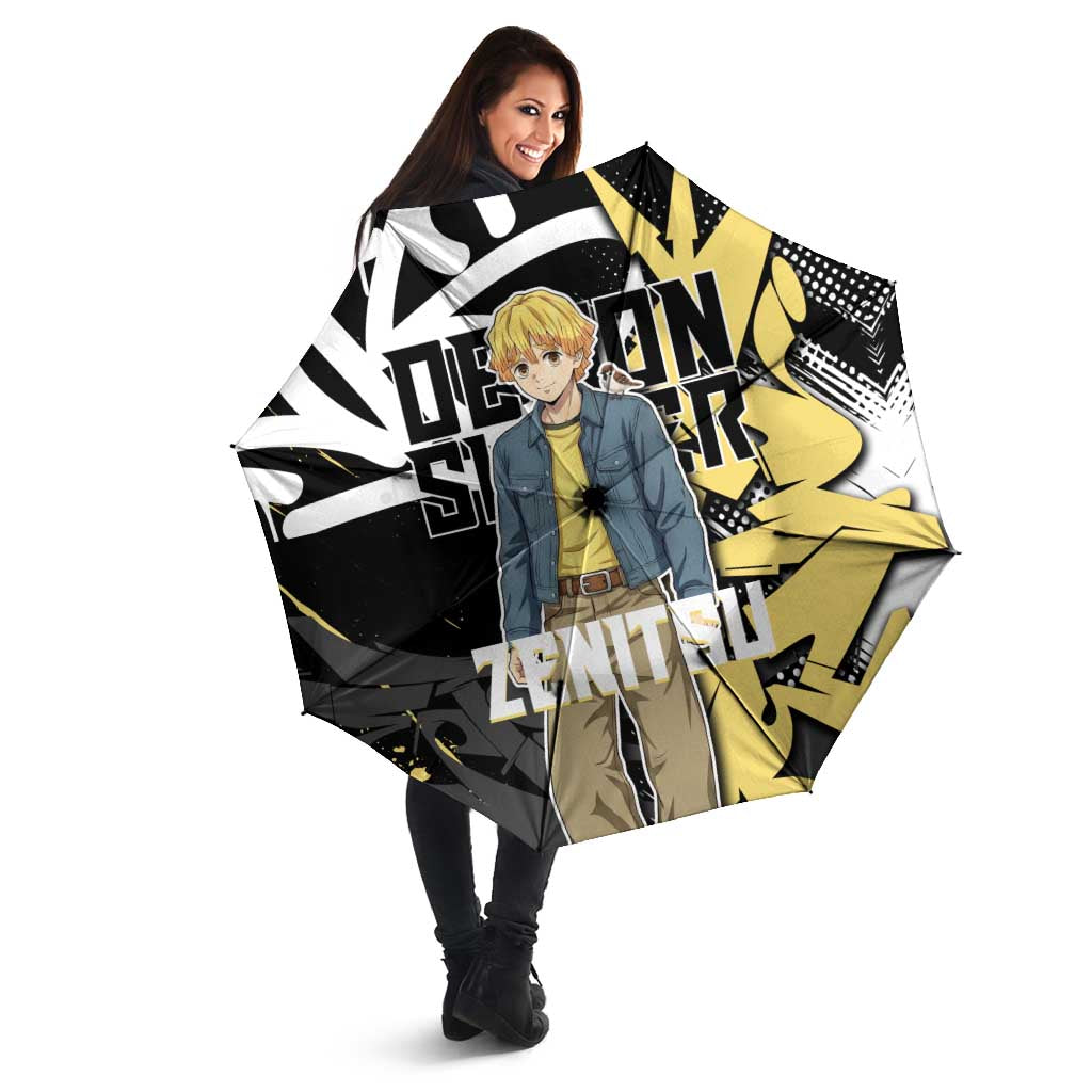 Agatsuma Zenitsu Demon Slayer Umbrella Yellow & Black Graffiti Anime