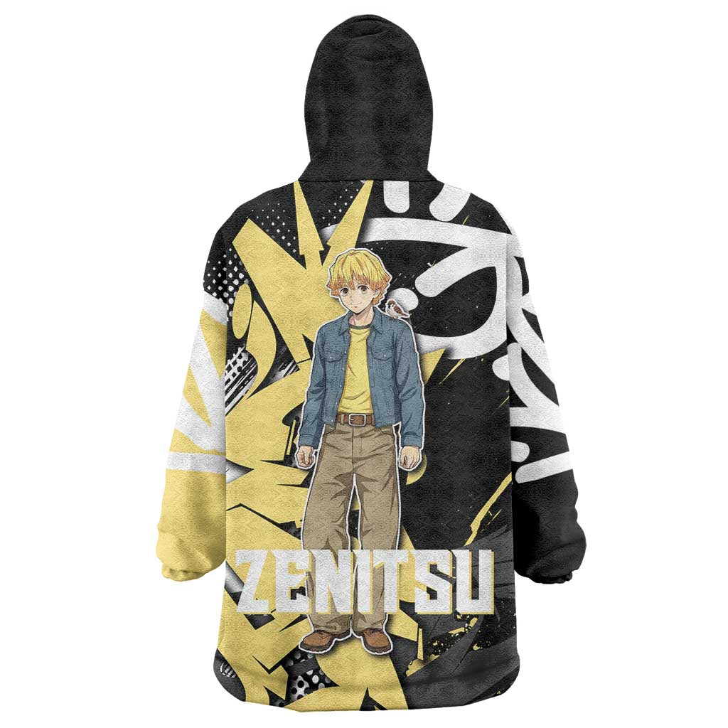 Agatsuma Zenitsu Demon Slayer Wearable Blanket Hoodie Yellow & Black Graffiti Anime