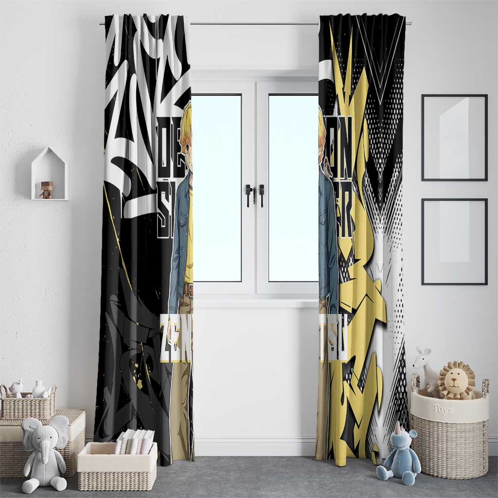 Agatsuma Zenitsu Demon Slayer Window Curtain Yellow & Black Graffiti Anime