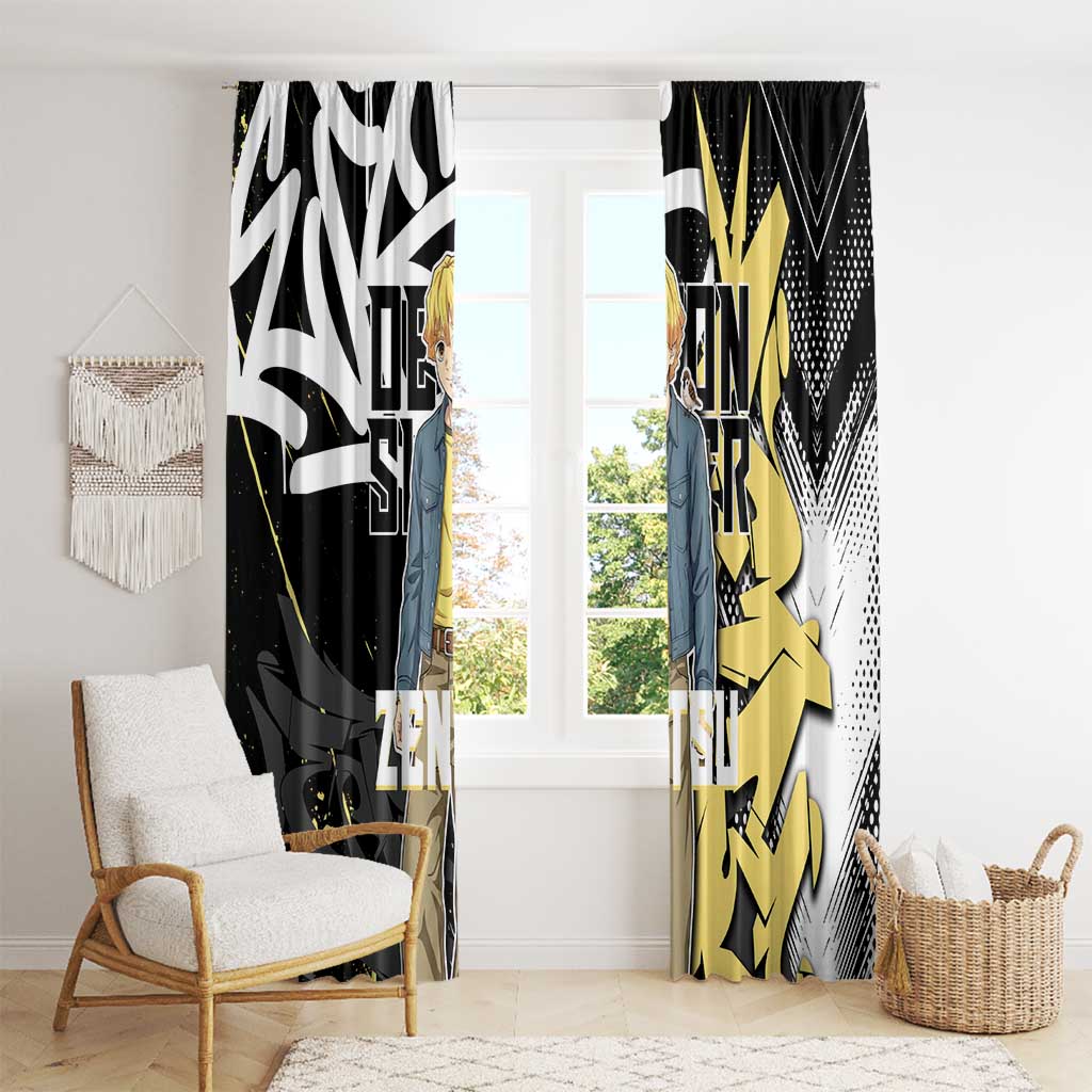 Agatsuma Zenitsu Demon Slayer Window Curtain Yellow & Black Graffiti Anime