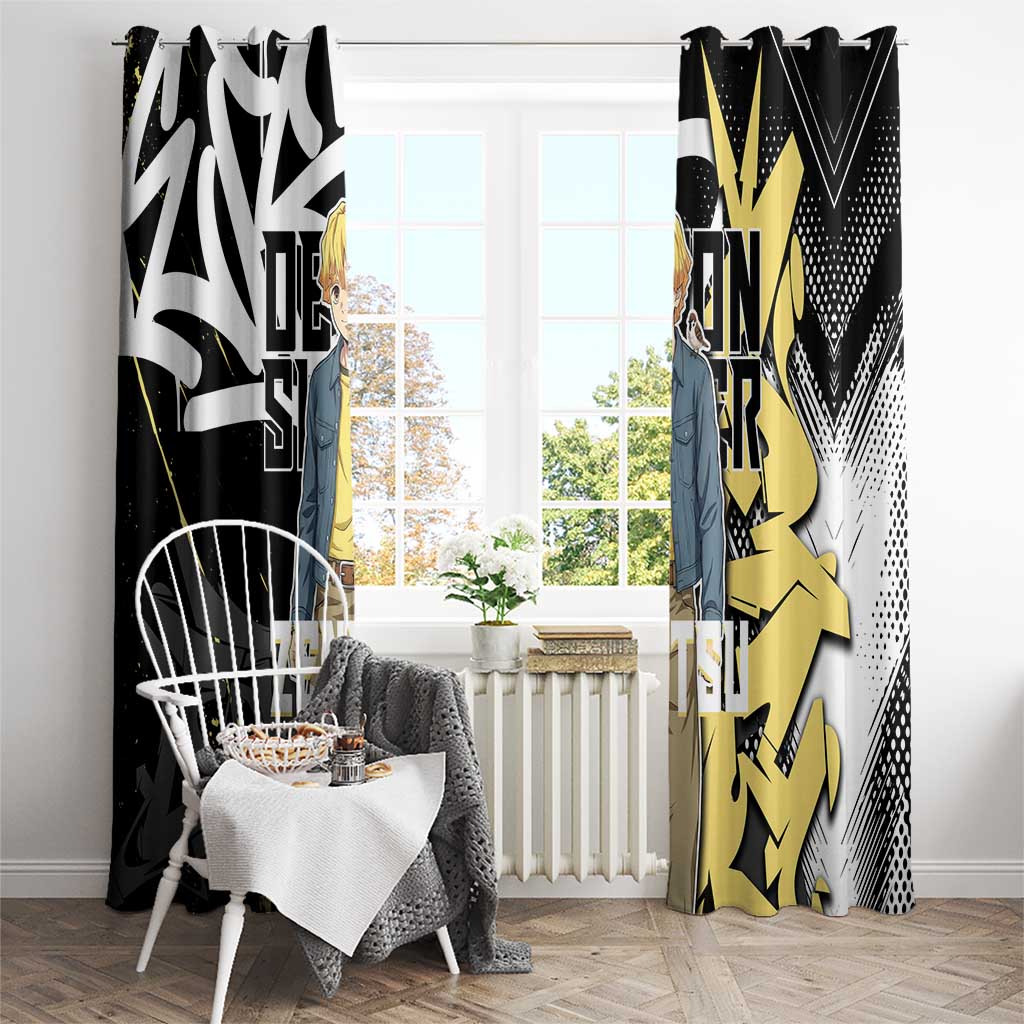 Agatsuma Zenitsu Demon Slayer Window Curtain Yellow & Black Graffiti Anime