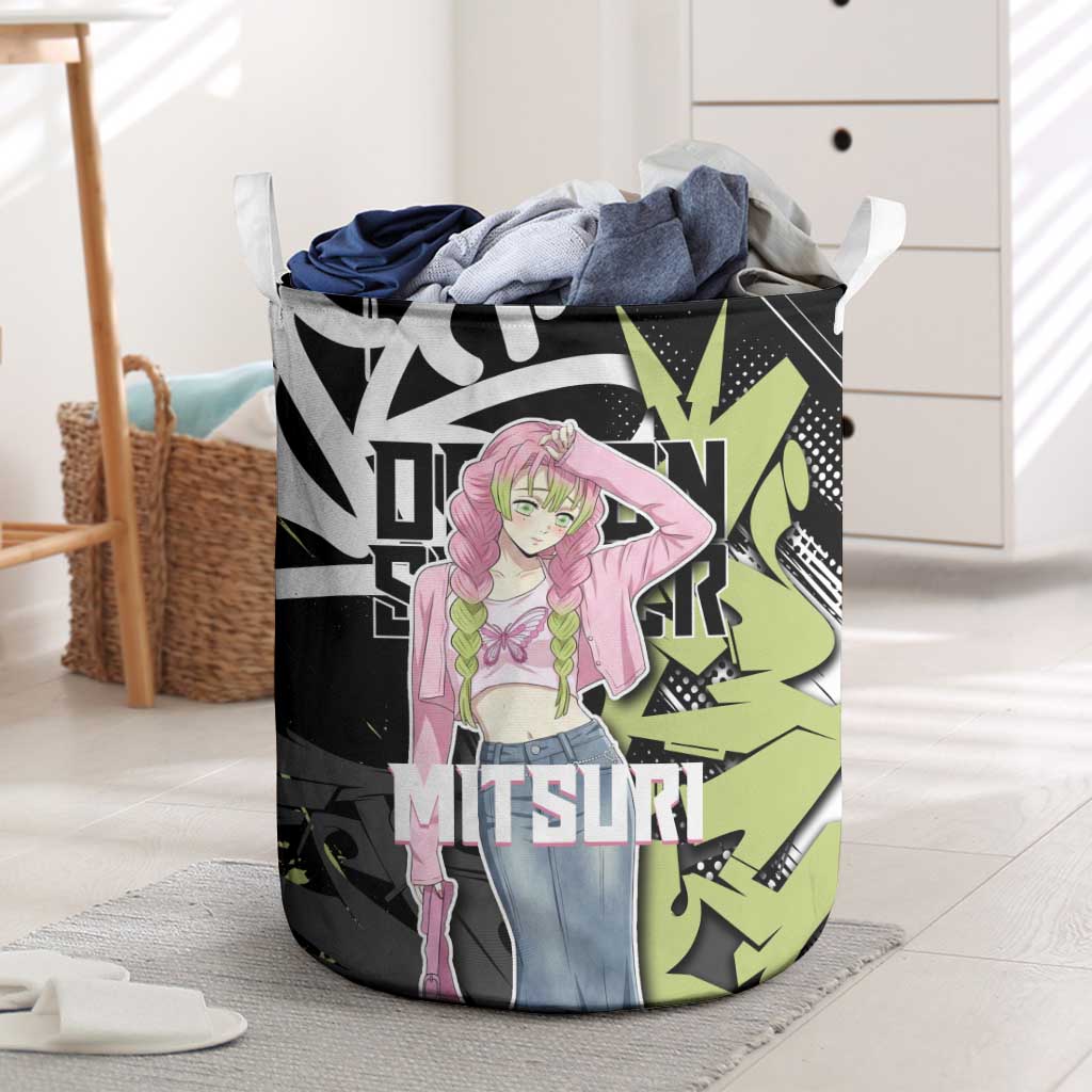 Mitsuri Kanroji Demon Slayer Laundry Basket Green & Black Graffiti Anime