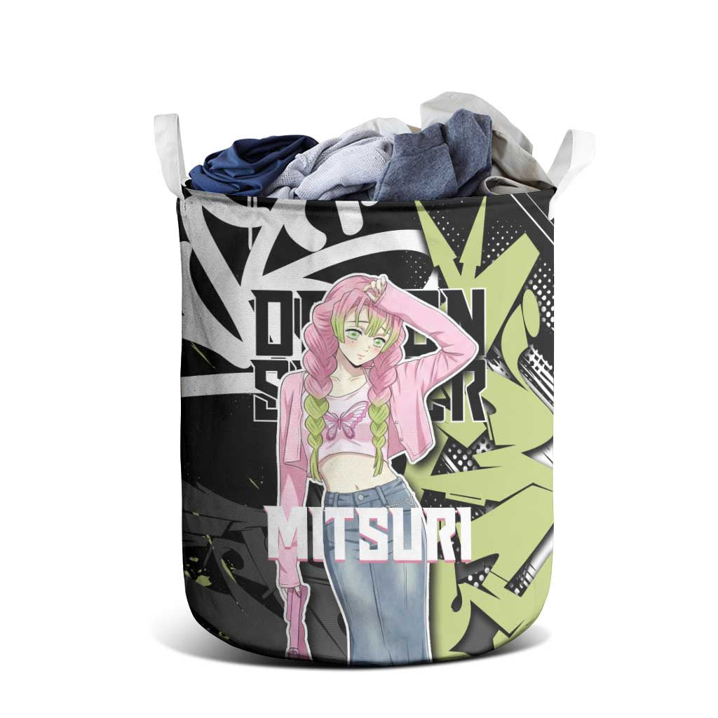 Mitsuri Kanroji Demon Slayer Laundry Basket Green & Black Graffiti Anime