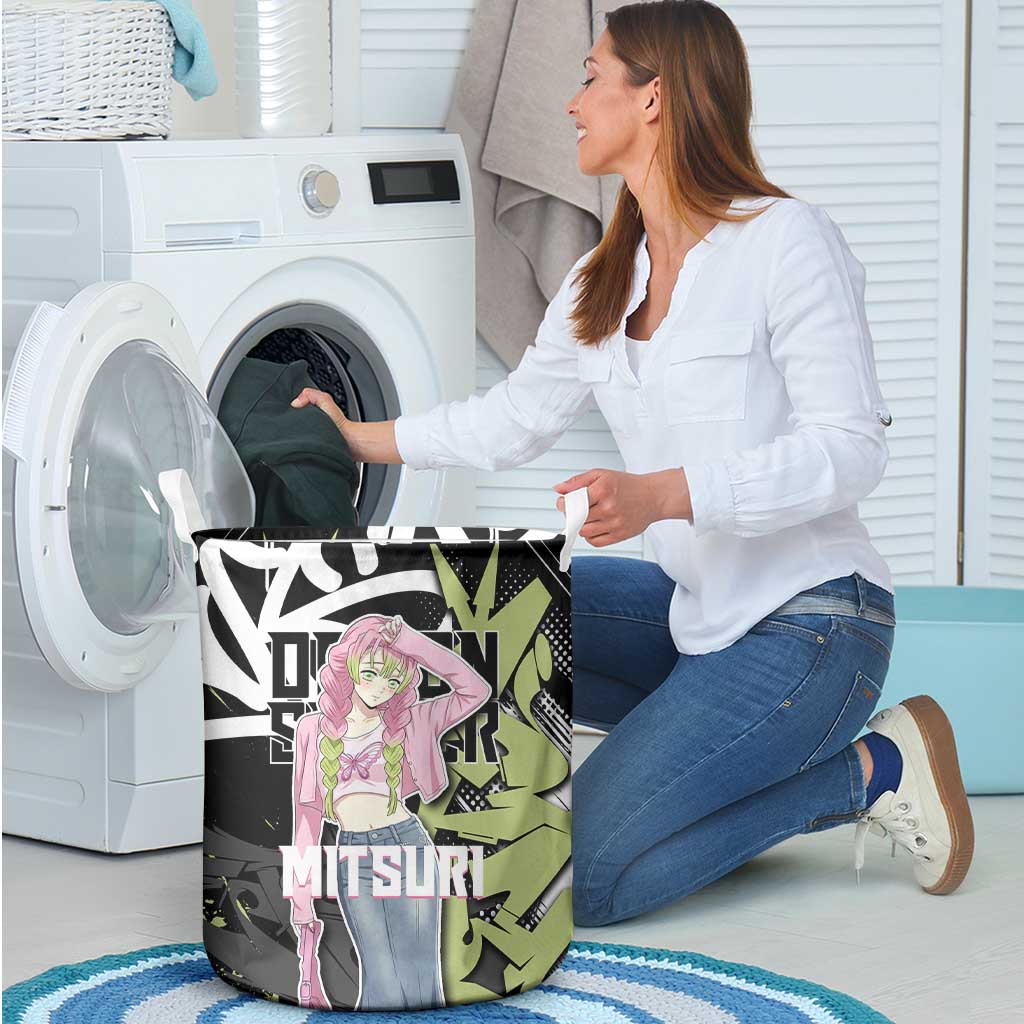 Mitsuri Kanroji Demon Slayer Laundry Basket Green & Black Graffiti Anime