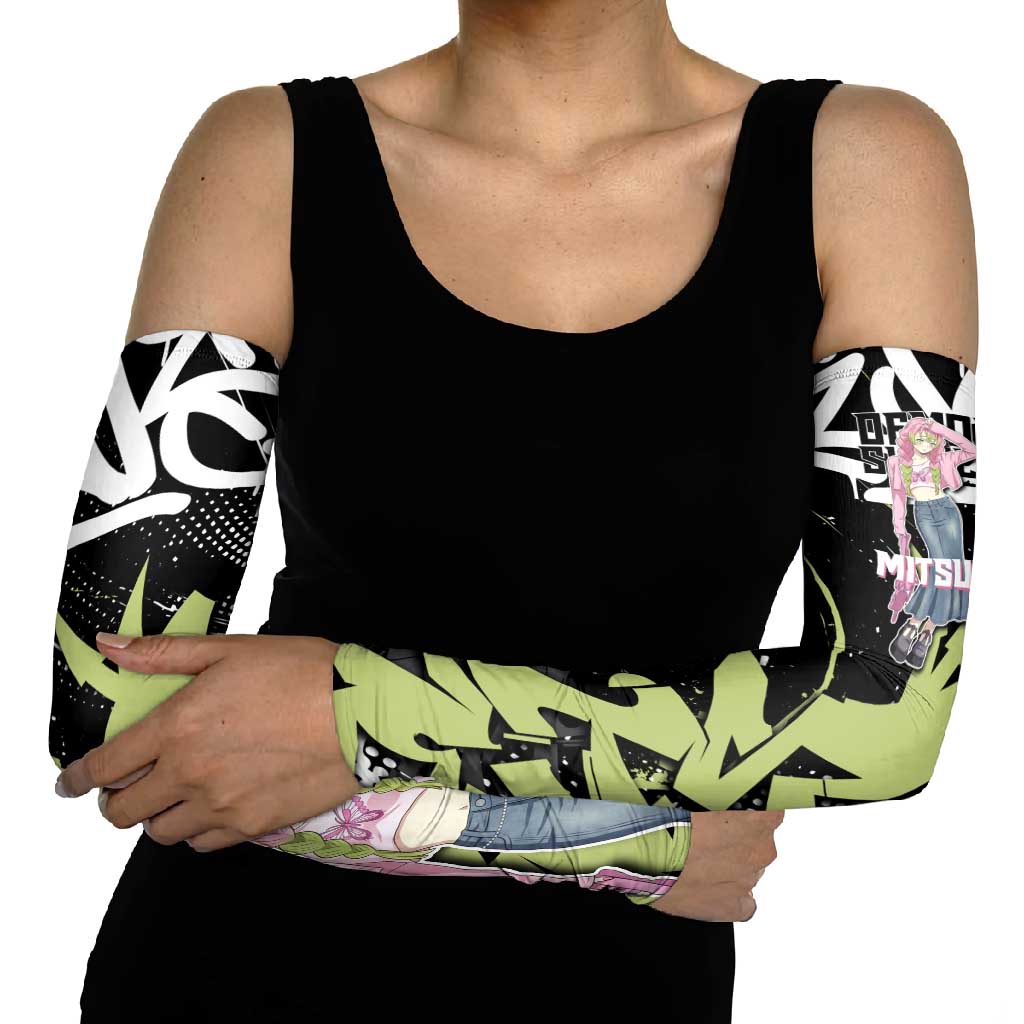 Mitsuri Kanroji Demon Slayer Arm Sleeves Green & Black Graffiti Anime